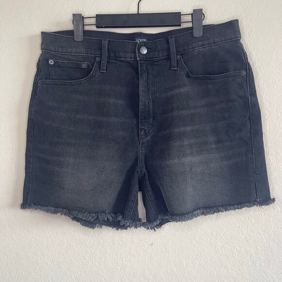 J. Crew High-Rise Mid Length Cutoff RW Hem Denim Short Washed Black - Size 31 - Picture 2 of 6